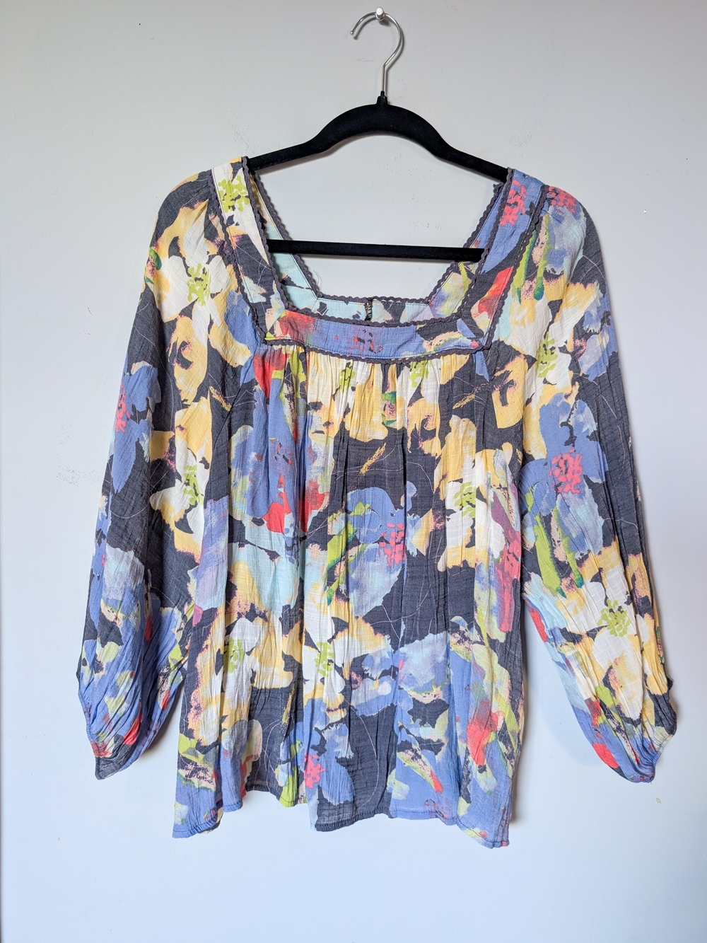 Women's Floral Peasant Top - Purple Multi